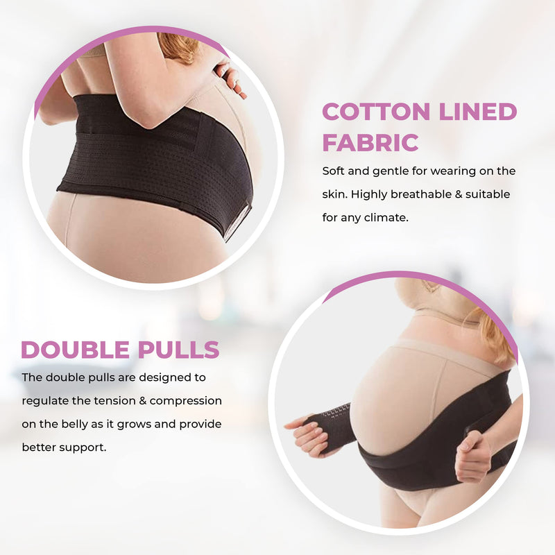 GABRIALLA Breathable Cotton Lined Maternity Support Belt, Helps Prevent Stretchmarks & Relieve Lower Back Pain, Best Pregnancy Belly Support Band, Made in USA, MS-96i Black Small - NewNest Australia