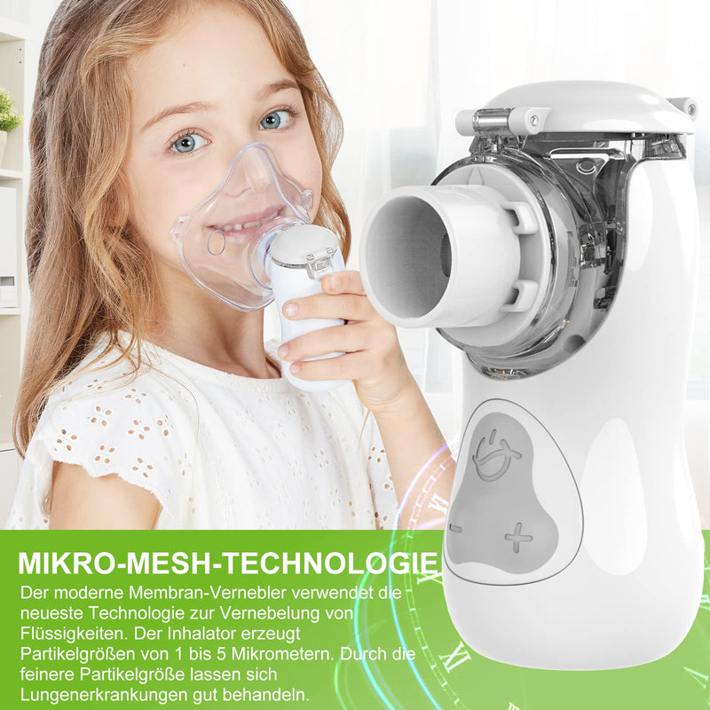 Feellife Inhaler For Kids & Adults - Quiet Inhaler For Babies - Portable, Lightweight & Effective For Respiratory Diseases - Adjustable Spray Mist, 2 Atomiser Membrane Included (White) - NewNest Australia