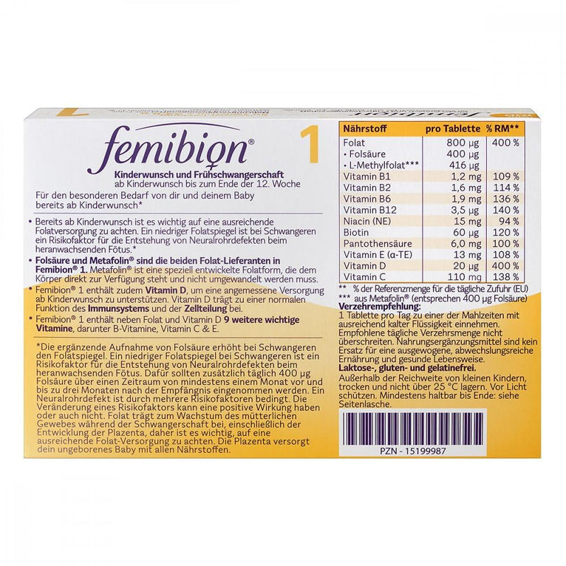 Femibion 1 desire to have children + early pregnancy.o.iodine tablets 60 pieces - NewNest Australia