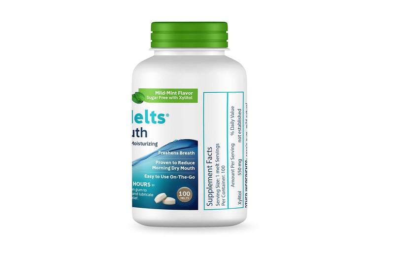 OraCoat XyliMelts Dry Mouth Relief Moisturizing Oral Adhering Discs Mild Mint with Xylitol, For Dry Mouth, Stimulates Saliva, Non-Acidic, Day and Night Use, Time Release for up to 8 Hours, 100 Count 100 Count (Pack of 1) - NewNest Australia