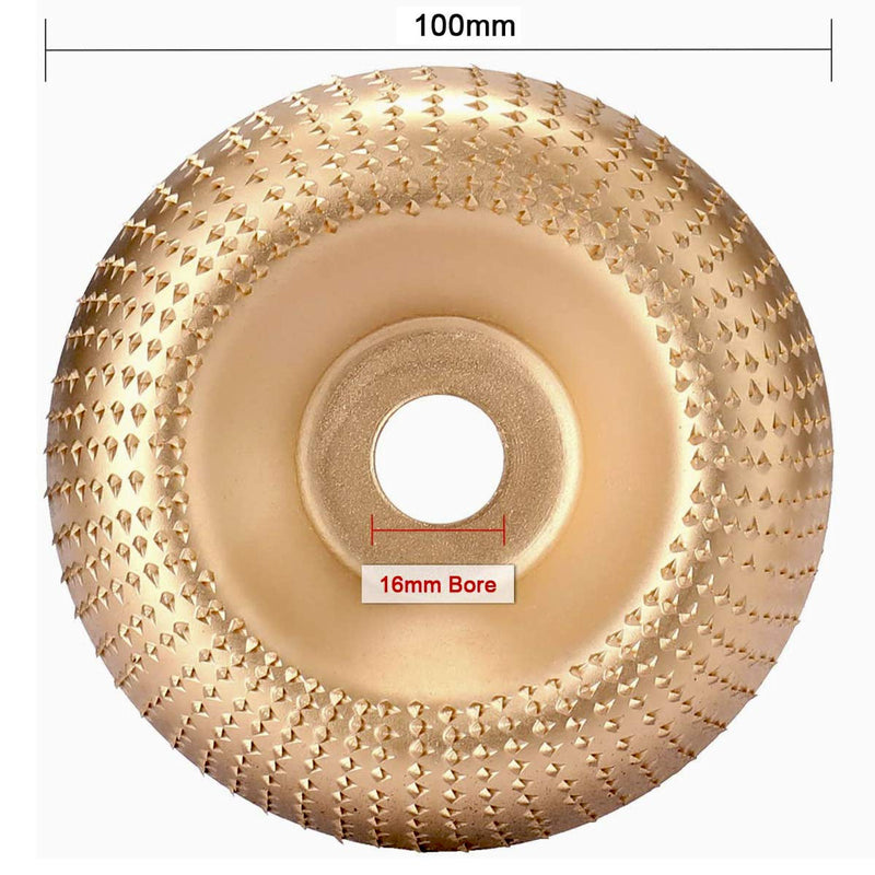 Wood Grinding Wheel Tungsten Carbide Angle Grinder Carving Abrasive Disc for Sanding Carving Shaping Polishing (Gold) Gold - NewNest Australia