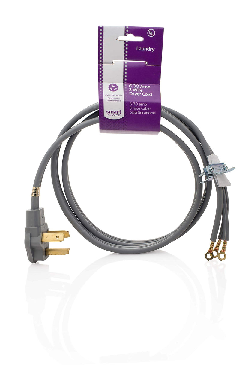 Smart Choice 6-Foot Long 30 Amp 3-Prong Dryer Cord 3 Prong - NewNest Australia