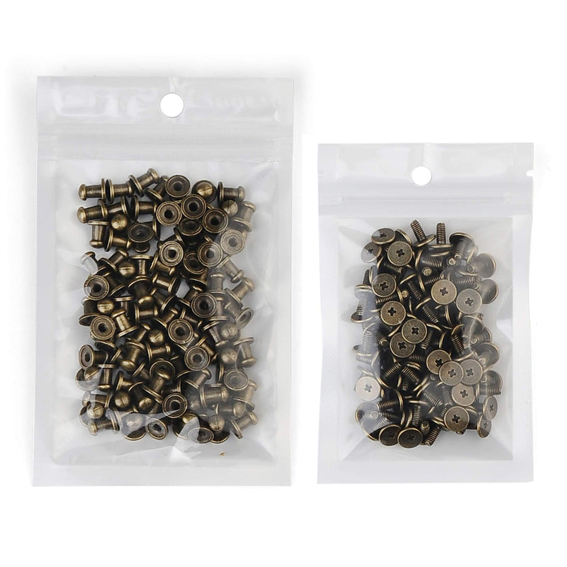 100 Sets 8x5x8MM Bronze Button Spikes and Studs Rivet Round Head Screw Back Leather Craft Rapid Rivet Punk Studs and Spikes for Clothing Shoes Belts Bags Dog Collars Accessories DIY 5/16 Inch - NewNest Australia