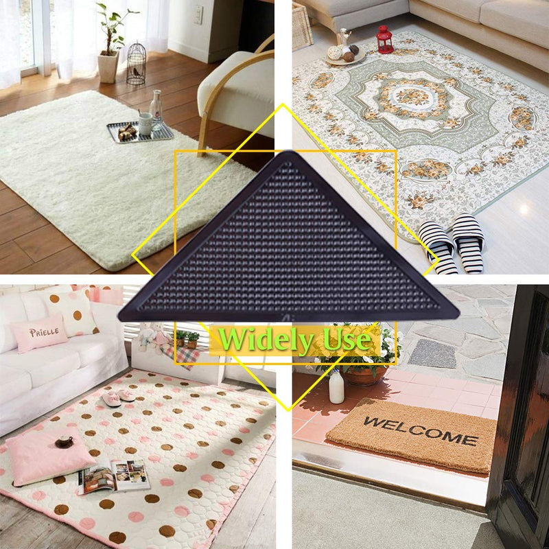 ZC GEL Rug Grippers for Hardwood Floors (8 pcs), Anti Slip Rug Grippers with Non Curling Washable and Reusable Non-Trace Removable Eco-Friendly Carpet Gripper for Tile Floors,Carpets,Floor Mats,Black - NewNest Australia