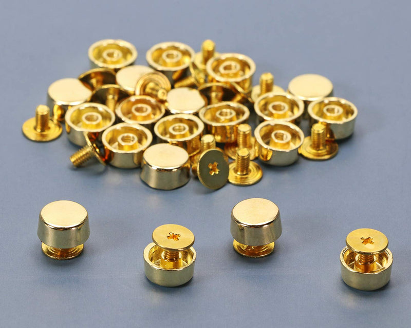 ONLYKXY 20 Pieces 10mm Flat Feet Nailhead, Rivets, Purse Handbag Feet Nails (Golden) Golden - NewNest Australia
