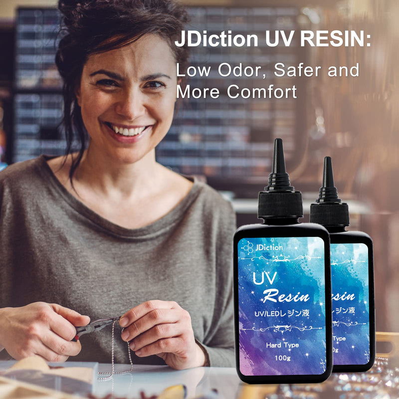 UV Resin, 2 PCS Upgrade Ultraviolet Epoxy Resin Non-Toxic Crystal Clear Hard Glue Solar Cure Sunlight Activated Resin for Handmade Jewelry, DIY Craft Decoration, Casting and Coating(200g) 200g - NewNest Australia