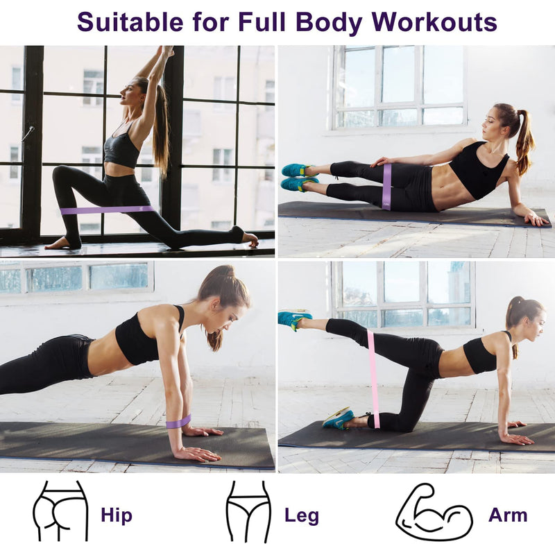 Resistance Bands [Set of 5], Resistance Band for Women and Men, Skin-Friendly Resistance Fitness Exercise Loop Bands 5 Levels for Legs and Glutes,Arms,Pilates,Yoga-Carry bag included Purple - NewNest Australia