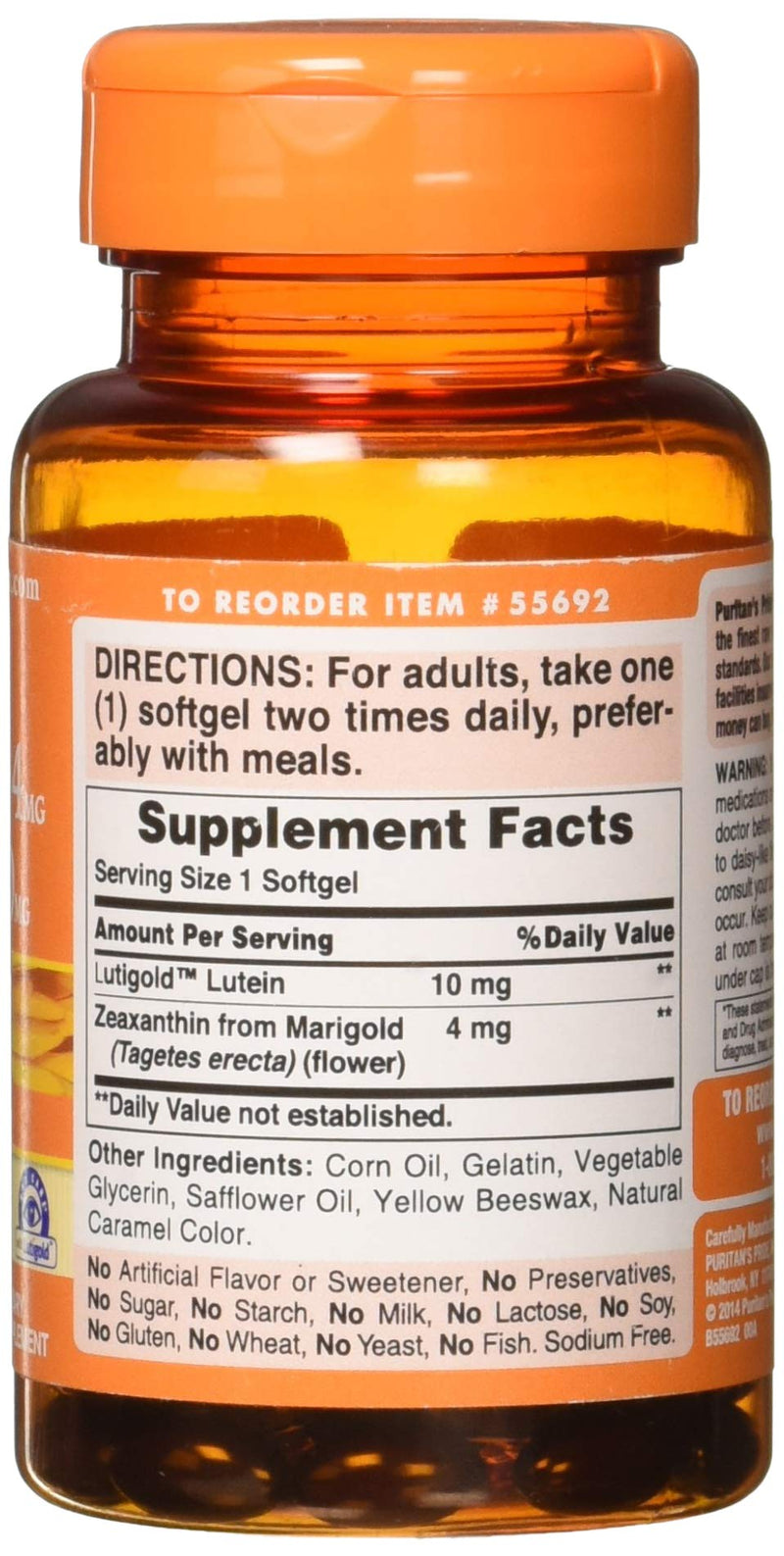 Zeaxanthin 4mg with Lutein 10mg, Supports Healthy Eyes and Vision*, 60 ct by Puritan's Pride - NewNest Australia