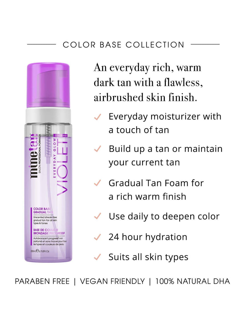 MINETAN BODY.SKIN Violet Gradual Tan Foam - Gradual Self Tanner To Build A Long Lasting Rich, Warm, Super Dark Tan, Vegan, 200ml - NewNest Australia