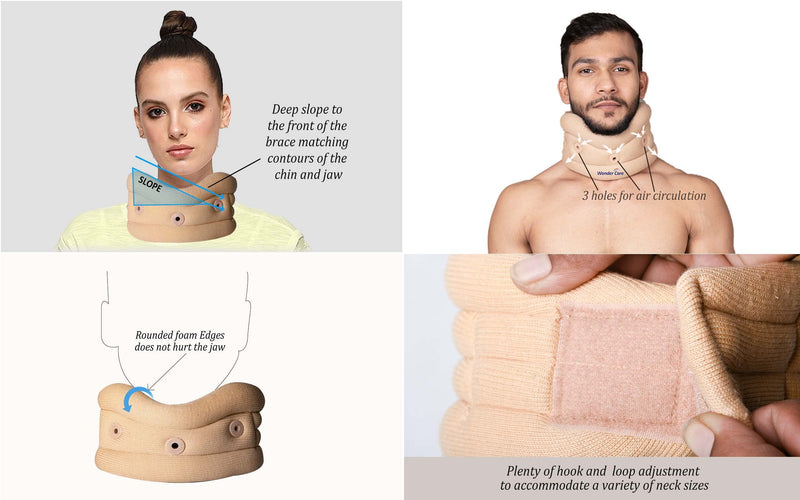 WC- Soft Cervical Collar Adjustable Collar Neck Support Brace, neck support soft neck collar neck brace for neck pain and support for women & men-Grey Small Beige 1 - NewNest Australia
