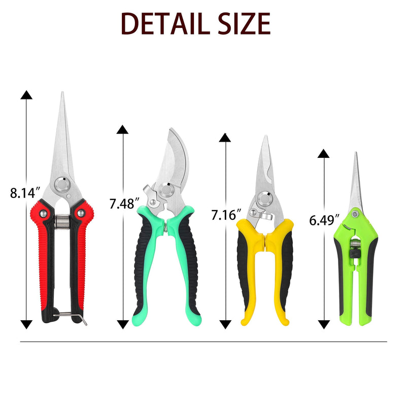 5 pack Garden Pruning Shears Stainless Steel Blades, Handheld Scissors Set with Gardening Gloves,Heavy Duty Garden Bypass Pruning Shears ,Tree Trimmers Secateurs, Hand Pruner - NewNest Australia