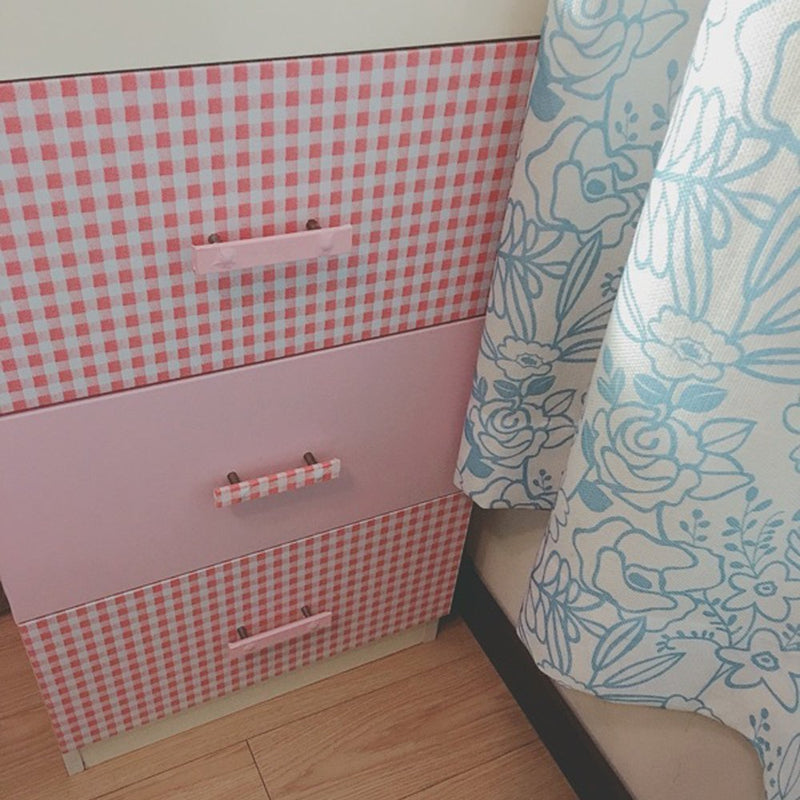 NewNest Australia - Yifely Pink Checked Furniture Paper Mediterranean Style Countertop Door Sticker Shelf Liner 17.7inch by 9.8 Feet 