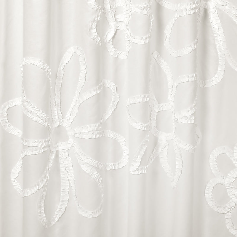 Lush Decor White Ruffle Flower Polyester Shower Curtain, 72" x 72" - NewNest Australia