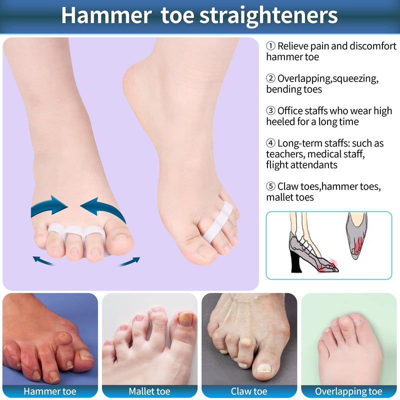 DYKOOK 6 PCS Hammer Toe Straightener | Hammer Toe Corrector | Hammer Toe Gels | 3 Loop Design Pinky Toes Joint Realign | Crooked,Curled,Overlapping Straightener | Gel Crests Splints Cushion,Support - NewNest Australia