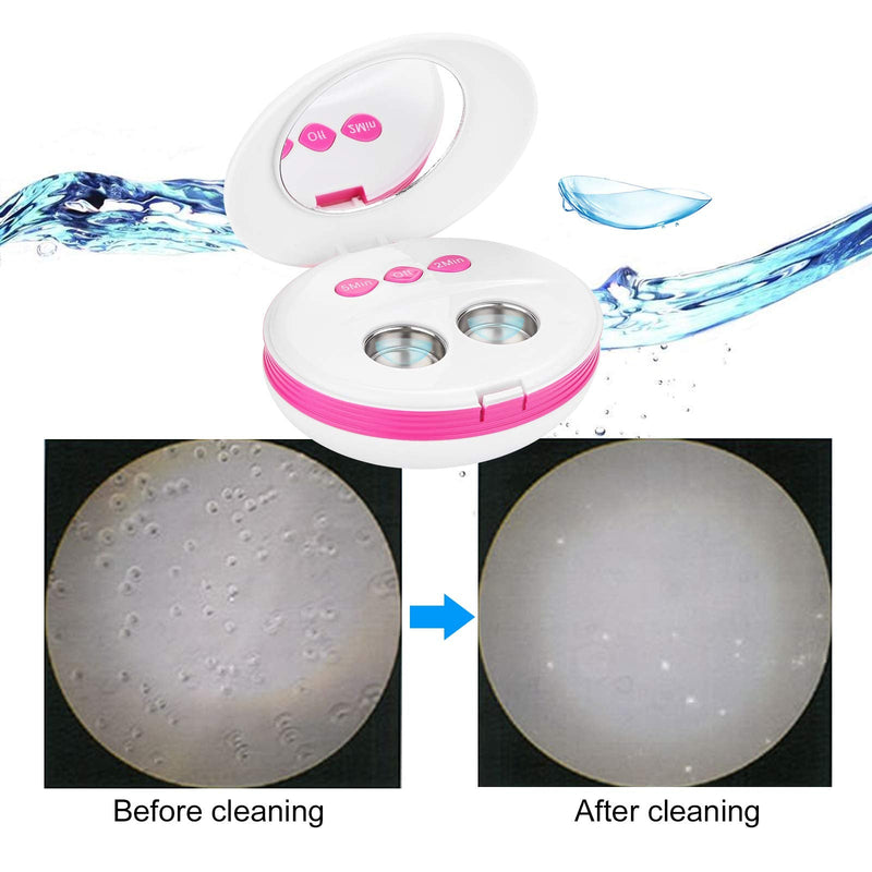 Contact Lens Cleaner Machine, Blumway Ultrasonic Contact Lens Cleaner with USB Charger, Small & Portable, Fit Disposal Soft Lens, Hard Lens, Contact Lens, Colored Lens, RGP Lens & OK Lens Pink - NewNest Australia