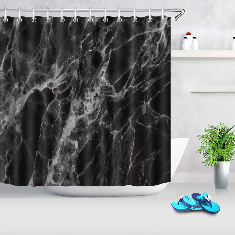 LB Black Marble Shower Curtain Abstract Natural Marble Black and Grey Bathroom Curtain 72x72 inch Waterproof Polyester Fabric Bath Curtain Hooks Included 72''Wx72''L - NewNest Australia