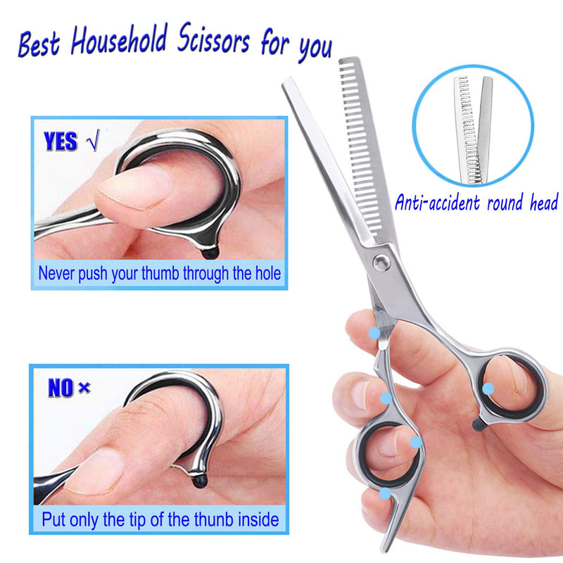 ESSOY professional thinning scissors, hair scissors (6.7 inches), stainless steel haircut scissors for the salon at home, hairdressing scissors for women, men, children, silver - NewNest Australia