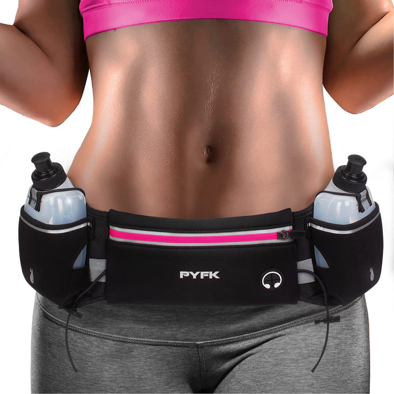 PYFK Upgraded Running Belt with Water Bottles, Hydration Belt for Men and Women, Water Bottle Holder Running Pouch Belt, Fanny Pack Fits 6.5 inches Phones, Waist pack for Running Hiking Climbing rose red - NewNest Australia