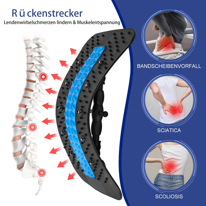 Back Stretcher, Back Massager, 2023 Improved Back Stretcher For Lower And Upper Lumbar Spine, Multi-Level Lumbar Support With Massage Points For Herniated Discs, Scoliosis, Sciatica Black - NewNest Australia