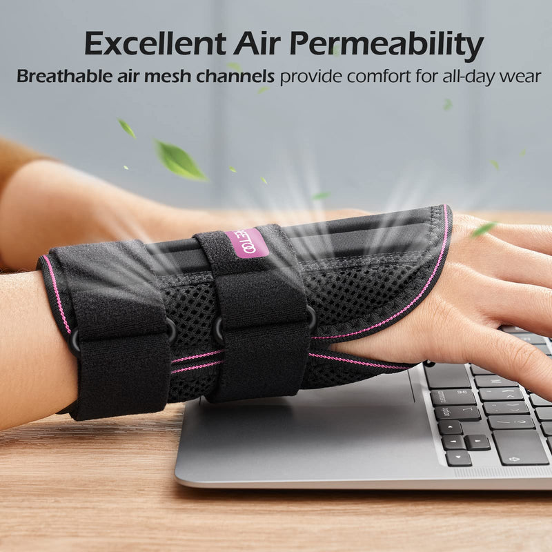 FREETOO Doctor Approved Wrist Support with 3 Stays,Adjustable Day Night Carpal Tunnel Wrist Splint for Men Women,Wrist Support Brace for Arthritis,Tendonitis,Sprained,RSI and Sports Protecting Left(13-20CM) Left-RoseRed - NewNest Australia