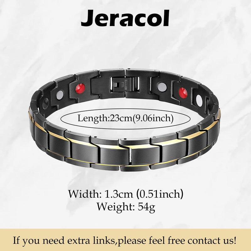 Jeracol Titanium Steel Magnetic Bracelet For Men,Black Gold Color Design Men Bracelet With Four Elements Ultra Strength Magnets,Adjustable Size Bracelet With Removal Tool And Gift Box A-Black-gold - NewNest Australia