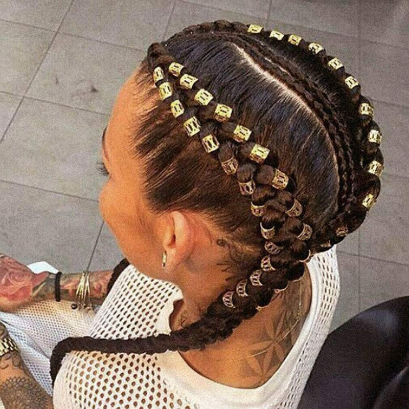 FOGAWA 120Pcs Aluminum Dread Locks Hair Jewelry Rings Gold Braid Beads Adjustable Metal Cuffs Hair Braid Rings Dreadlocks Braiding Beads Accessories for Women Girls Men Hair Decoration 8mm - NewNest Australia