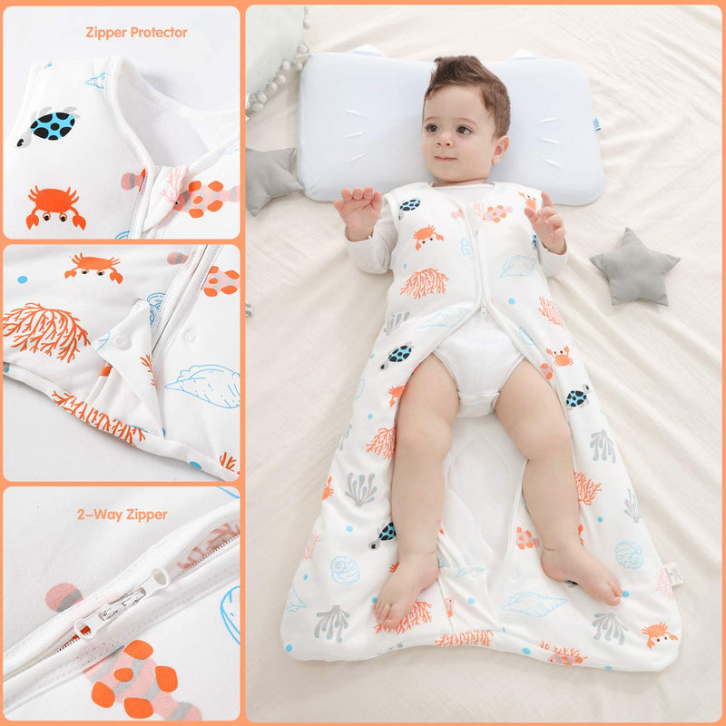 NewNest Australia - Mosebears Sleep Sack Baby Winter Wearable Blanket with 2-Way Zipper,2.5 TOG Cotton Sleep Sack Unisex Ocean Animal 6-12 Months 