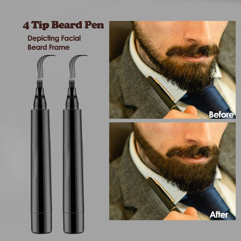 Prreal 2Pcs Black Beard Pen, Natural Beard Filler For men, Waterproof & Sweatproof Beard Pencil, Long-Lasting Beard Filling Pen To Fill, Define & Sharpen Hair, Beard & eyebrow Colour#Black 2 Count (Pack of 1) - NewNest Australia