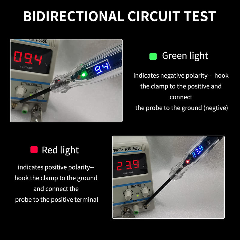 AWBLIN Automotive Test Light 3-60V DC Digital LED Circuit Tester, Heavy Duty Light Tester with Voltmeter, Auto Bidirectional Voltage Tester Electric Test Pen - NewNest Australia
