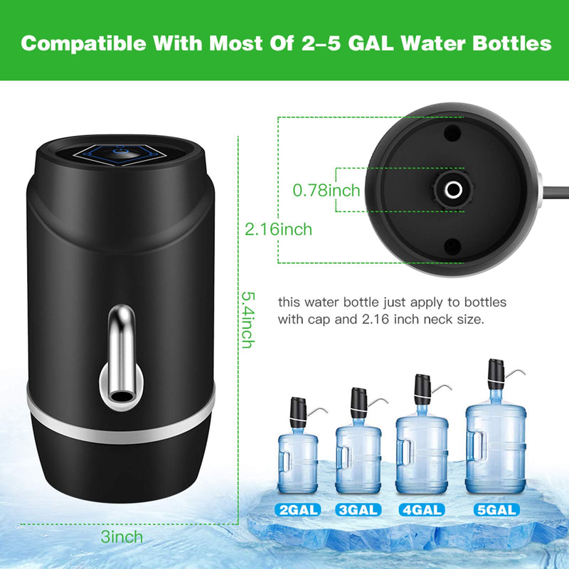 5 Gallon Water Dispenser,Electric Drinking Water Pump Portable Water Dispenser Universal USB Charging Water Bottle Pump For 2-5 Gallon With 2 Silicone - NewNest Australia