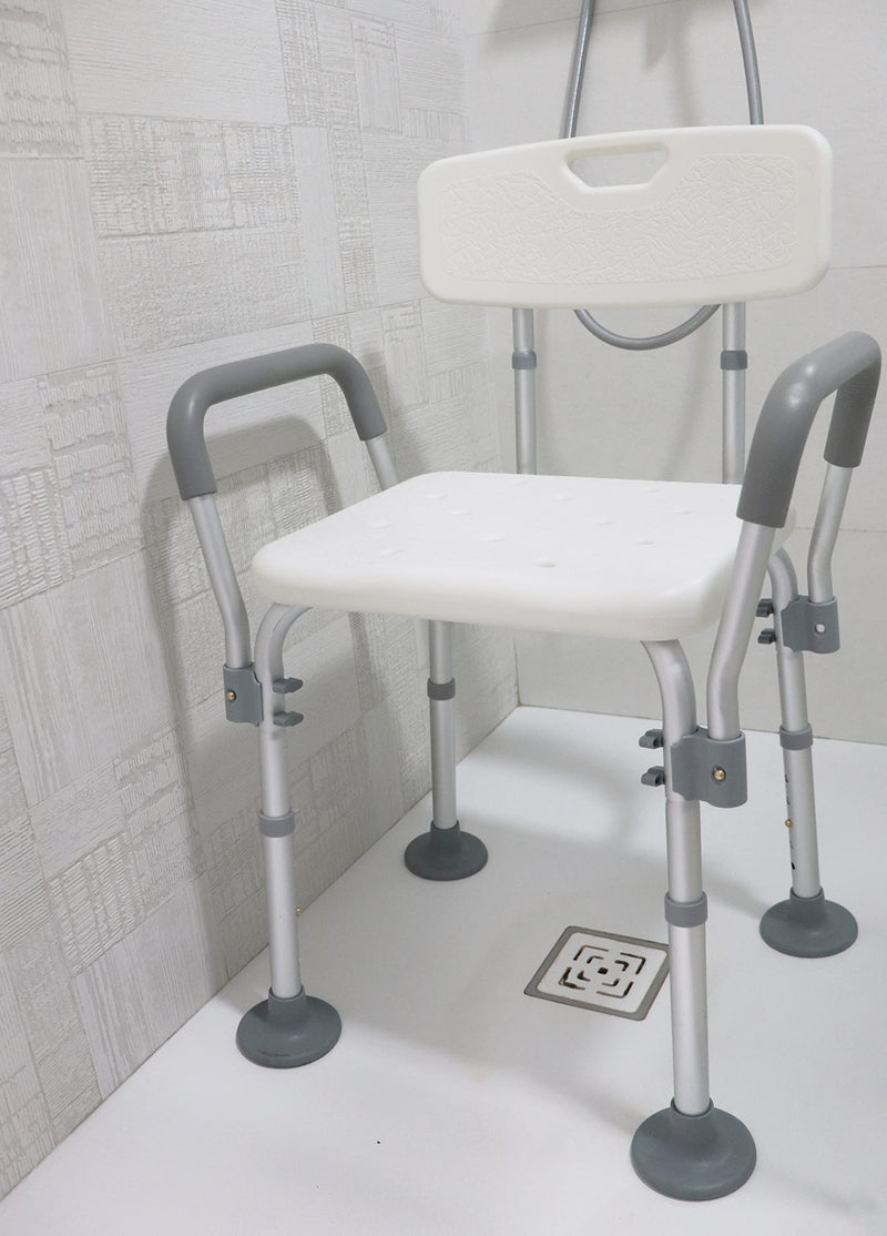 Pepe Shower Chair For Seniors With Backrest, Shower Stool With Armrests, Bathroom Chair For Shower, Shower Seat For Seniors, Height Adjustable, Bath Chair With Backrest, Shower Chair, White, Tool-Free - NewNest Australia