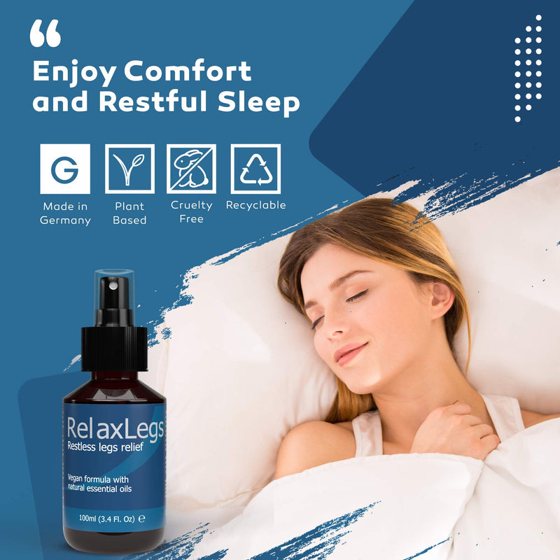 RelaxLegs Restless Legs Relief - Ideal Magnesium Spray for Restless Legs & Cramp Relief for Legs, Effective Muscle Relaxant For Leg Ache Relief, Swollen Legs Relief & Foot Spray for Tired Feet, 100ml - NewNest Australia