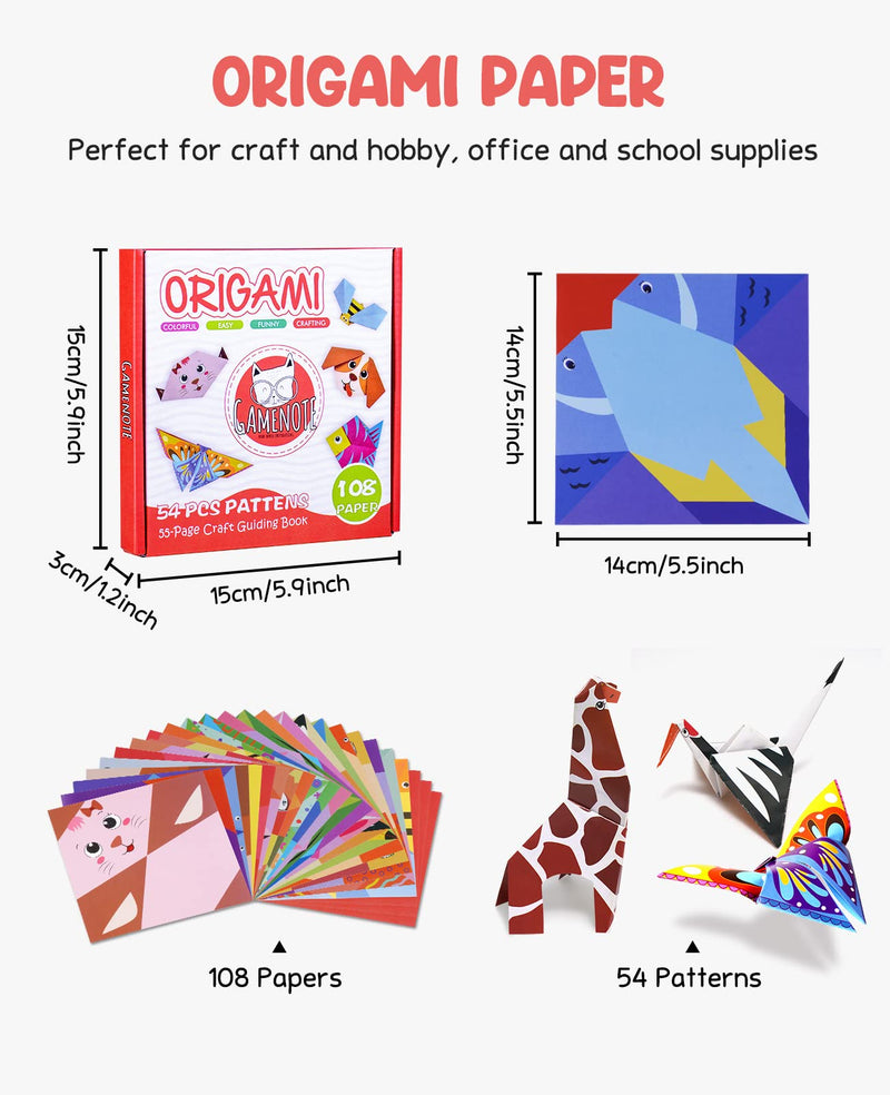 Gamenote Colorful Kids Origami Kit 118 Double Sided Vivid Origami ...