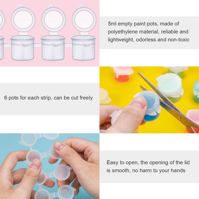 36 Empty Paint Pots with Lids, 5 ml/0.17 oz Clear Paint Cup Pot Strips with Lids, Easy to Open Painting Arts Crafts for Kids Classroom School Painting Art Supplies - NewNest Australia