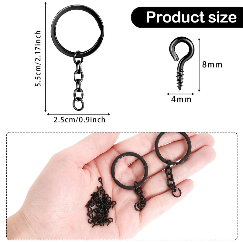 250 Pieces Keychain Rings Including 35 Pieces Keychain Rings and Jump Rings and 180 Pieces Screw Eye Pins for Jewelry Making (Black,25 mm) Black 25 mm - NewNest Australia