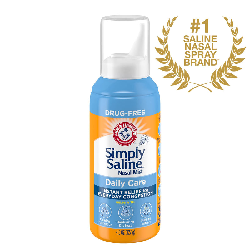 ARM & HAMMER Simply Saline Nasal Care Daily Mist 4.5oz – Instant Relief for Every Day Congestion – One 4.5oz Bottle 4.5 Fl Oz (Pack of 1) - NewNest Australia