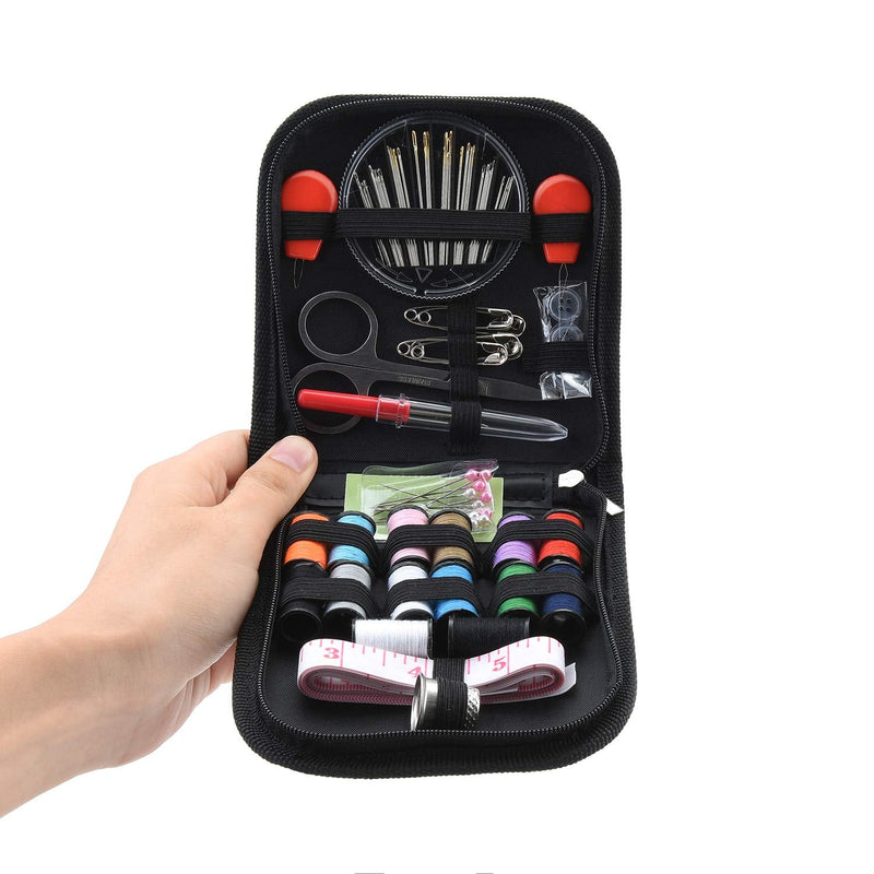 Sewing KIT, DIY Sewing Supplies with Sewing Accessories, Portable Mini Sewing Kit for Beginner, Traveller and Emergency Clothing Fixes, with Premium Black Carrying Case (Black) - NewNest Australia