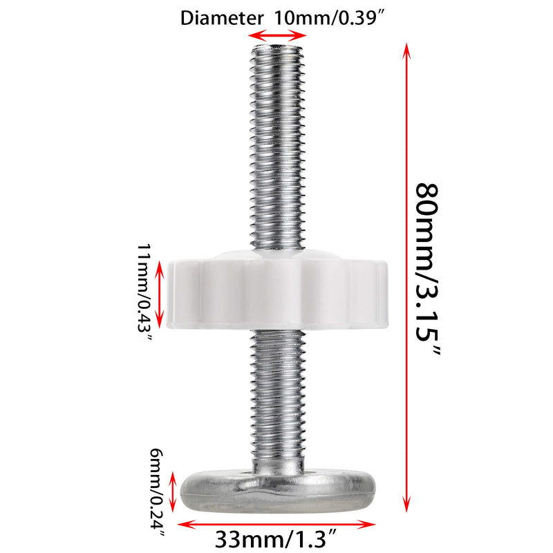 OwnMy M10(10mm/0.39") Baby Gate Adapter OwnMy 10MM Walk Thru Gate Spindle Rods Accessory Pressure Gate Replacement Parts Screw Mounted Bolts Kit for Pets Gate/Stair Railing Safety Gate, 4 Pcs - White - NewNest Australia