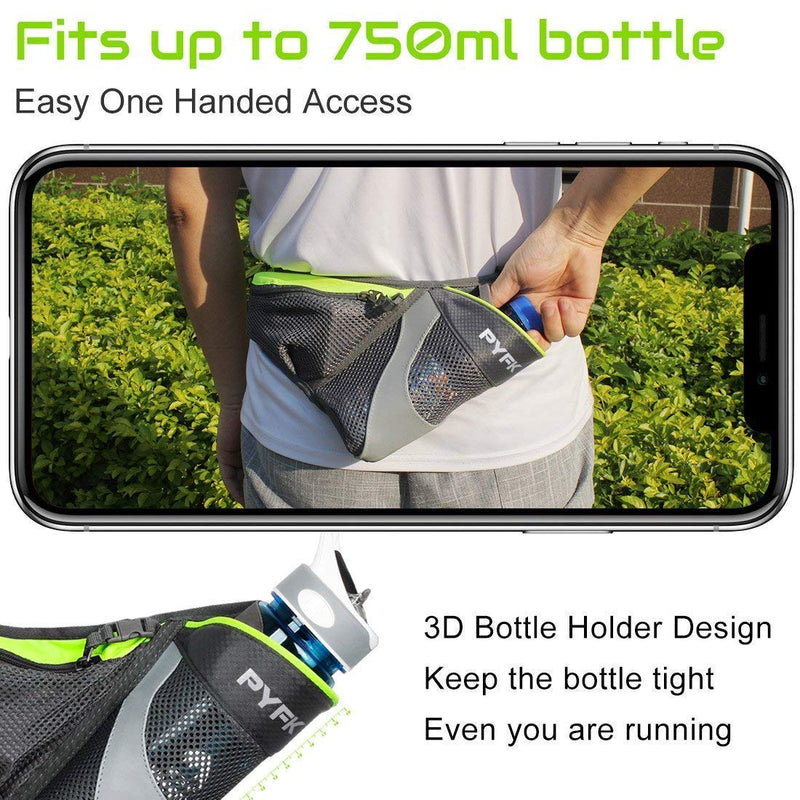 PYFK Running Belt Hydration Waist Pack with Water Bottle Holder for Men Women Waist Pouch Fanny Bag Reflective Green - NewNest Australia