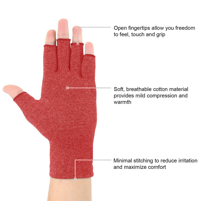 2 Pairs Arthritis Gloves, Compression Gloves Support and Warmth for Hands, Finger Joint, Relieve Pain from Rheumatoid, Osteoarthritis, RSI, Carpal Tunnel, Women (S, Red) S - NewNest Australia