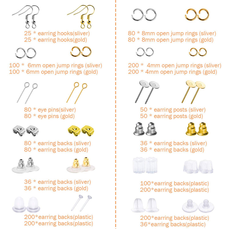 Earring Making Kit, Anezus 2320Pcs Earring Making Supplies Kit with Earring Hooks Findings, Earring Backs Posts, Jump Rings for Jewelry Making Supplies - NewNest Australia