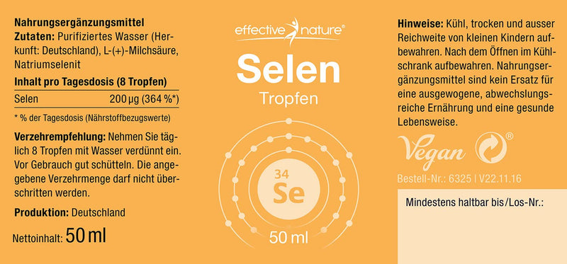 effective nature - High-dose selenium drops - 50 ml - Very good bioavailability - Alcohol-free, vegan - Produced in Germany - Selenium contributes to normal thyroid function - NewNest Australia
