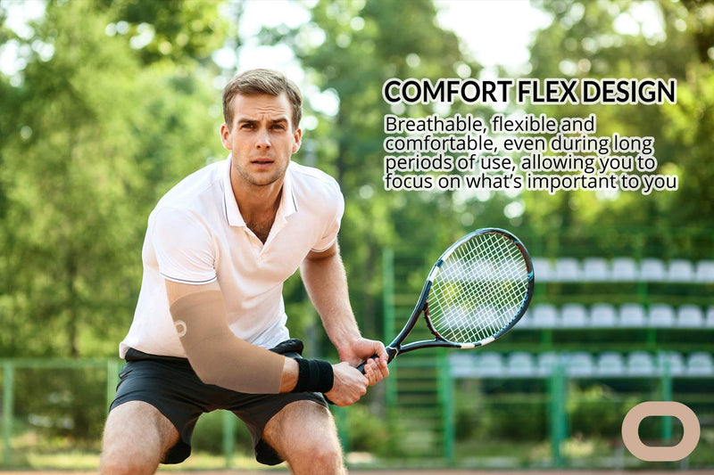 Elbow Brace Compression Sleeve (1 Pair) - Instant Arm Support Elbow Sleeves for Tendonitis, Arthritis, Bursitis, Golfers & Tennis Elbow Brace, Treatment, Workouts, Weightlifting, Pain Relief, Recovery X-Small (8.0-9.5") Elbow Circumference Beige / Nude - NewNest Australia