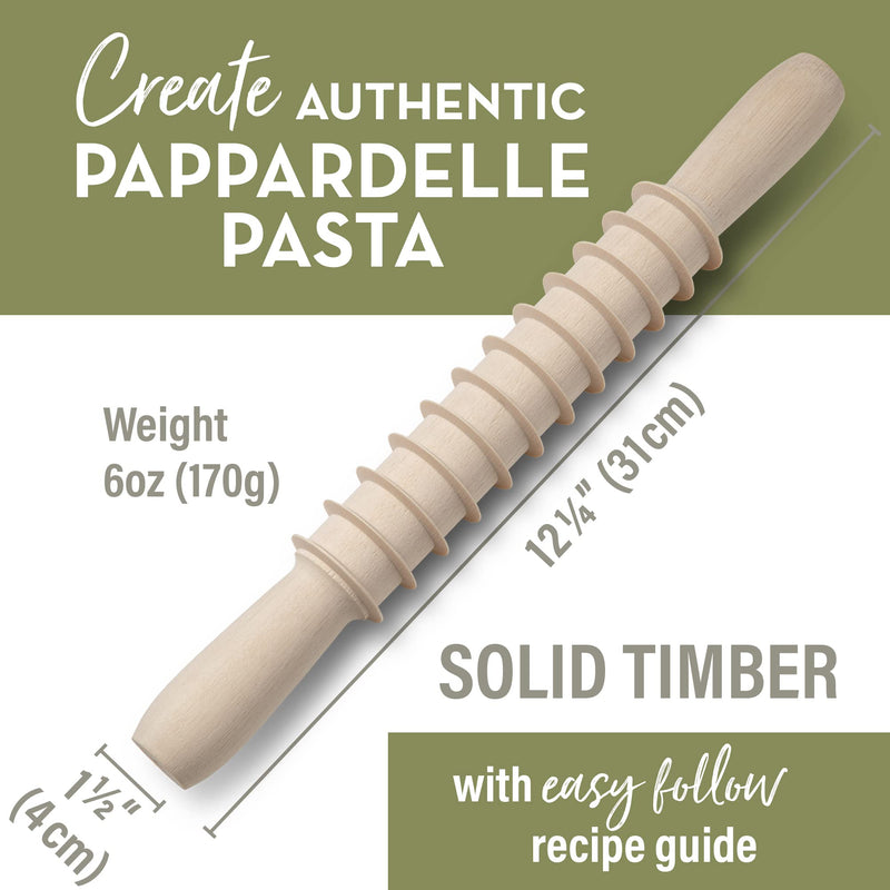 Wooden Pasta Cutter Pappardelle Pasta Maker Rolling Pin Made in Italy with Pasta Recipes - NewNest Australia
