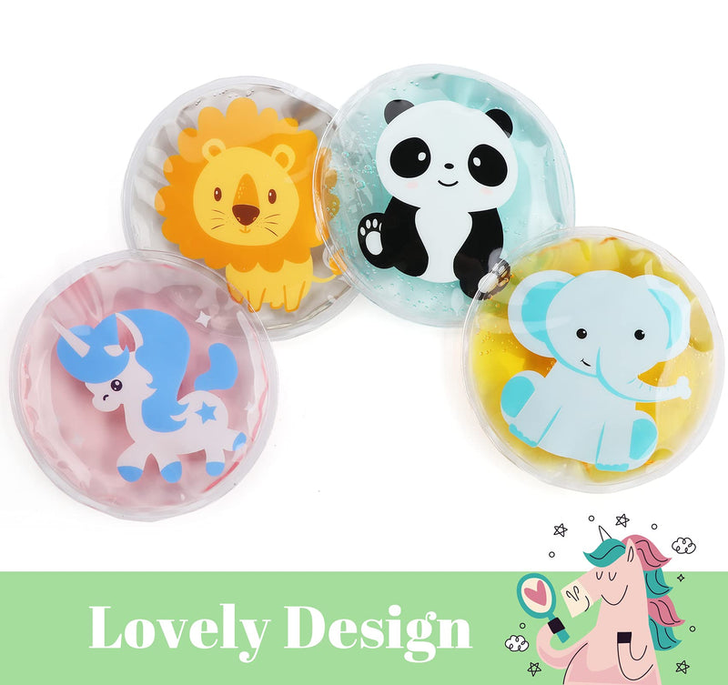 Sweelov 4 Cold Compress for Kids Gel Reusable Ice Packs Instant First Aid Gel Packs for Fever & Pain Relief Muscle Pains, Φ10cm, with Cloth Cover - NewNest Australia