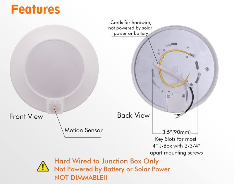 CLOUDY BAY Motion Sensor Ceiling Light, 120V CRI90 10W 5000K Bright Day Light,6.5 inch LED Flush Mount Round Lighting Fixture for Garage,Walk-in Closet,Attic,Pantry Wet Location White Finish 120v-5000k - NewNest Australia