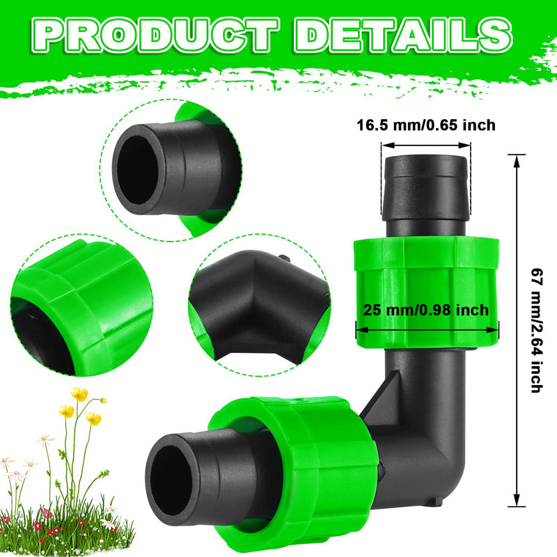 12 Pieces Drip Irrigation Elbow 1/2 Inch Universal Elbow Fitting Hose Elbow Connector, Compatible with 16-17mm Drip Tape Tubing Sprinkler Systems (Green) Green - NewNest Australia