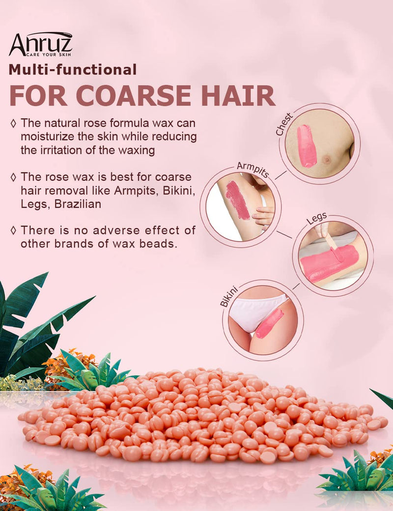 Anruz Waxing Beads For Sensitive Skin 453 G Wax Beads Hair Removal With 20 Applicators Rose Wax Beads For Armpit, Brazilian, Bikini, Leg And Coarse Hair At Home Waxing For Wax Warmers - NewNest Australia