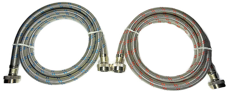 Premium Stainless Steel Washing Machine Hoses - Burst Proof (2 Pack) Red and Blue Striped Water Connection Inlet Supply Lines from Kelaro 3 Foot - NewNest Australia