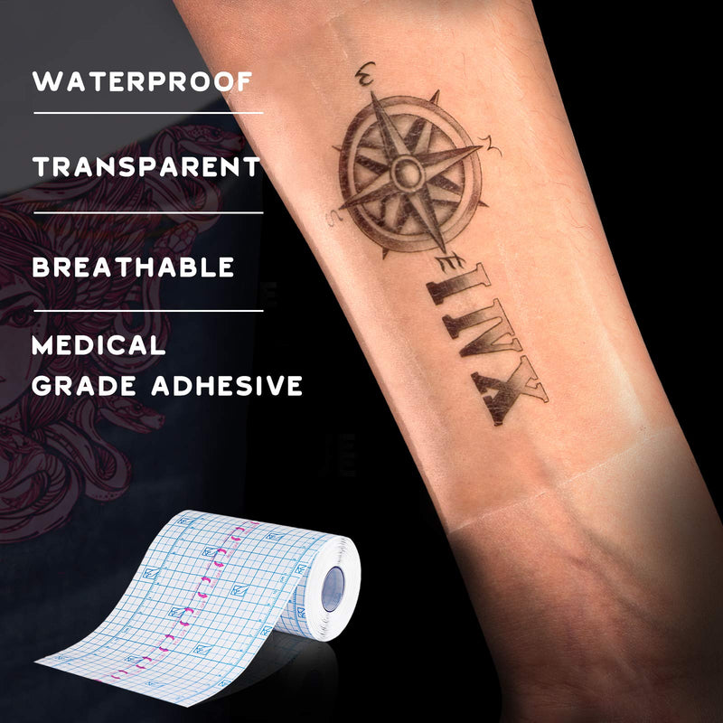 Tattoo Aftercare Bandage, Transparent Film Dressing Roll, Transparent Adhesive Bandage, 4in x 11yd, Shower Shield Dressing, Second Skin Waterproof,Soft, Conformable & Breathable by EalionMed - NewNest Australia